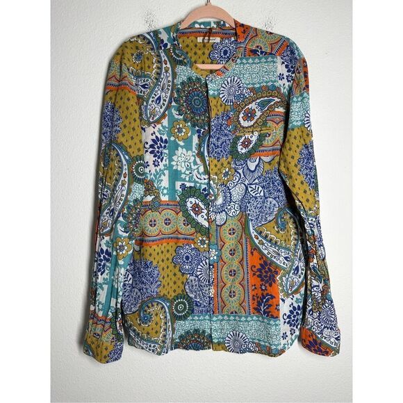 ALTATENSIONE Men's Paysley Button Down Shirt Long Sleeve Cotton Sz M *See Notes - Picture 1 of 9